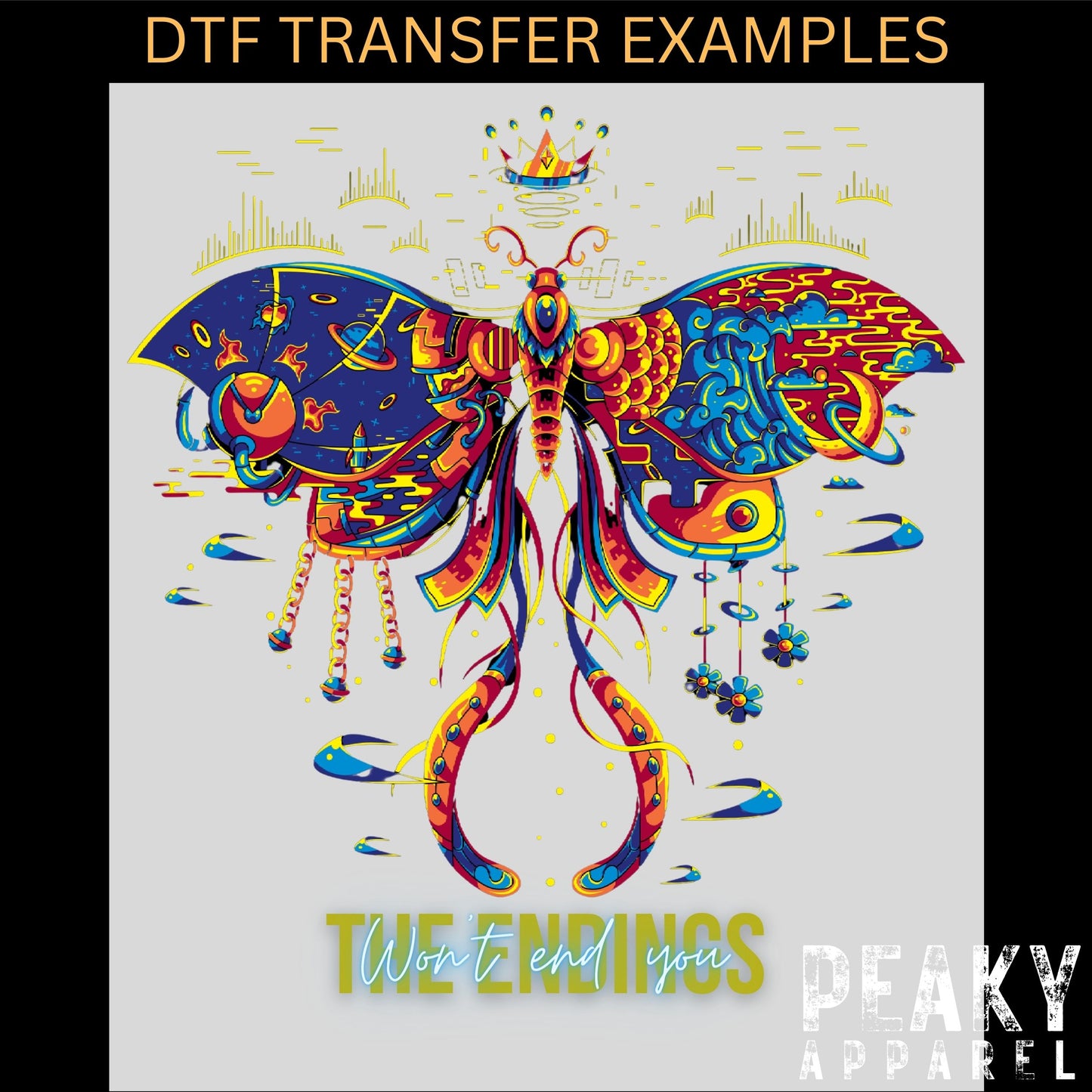 DTF Transfers, Ready To Press, Custom DTF Transfer, Full Colour Heat Transfer, No Weeding, Heat Press Transfer, DTF Printed Apparel