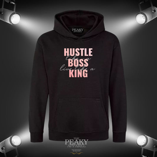 Hustle like a Boss Inspirational Gold Hoodie Unisex Men Ladies Kids Casual Black or Grey Design Soft Feel Midweight Quality Material