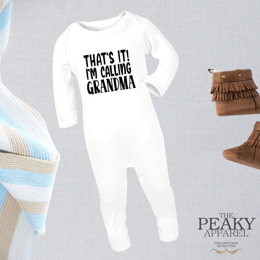 Baby Body Sleeper Suit Calling Granma Design Peaky Apparel