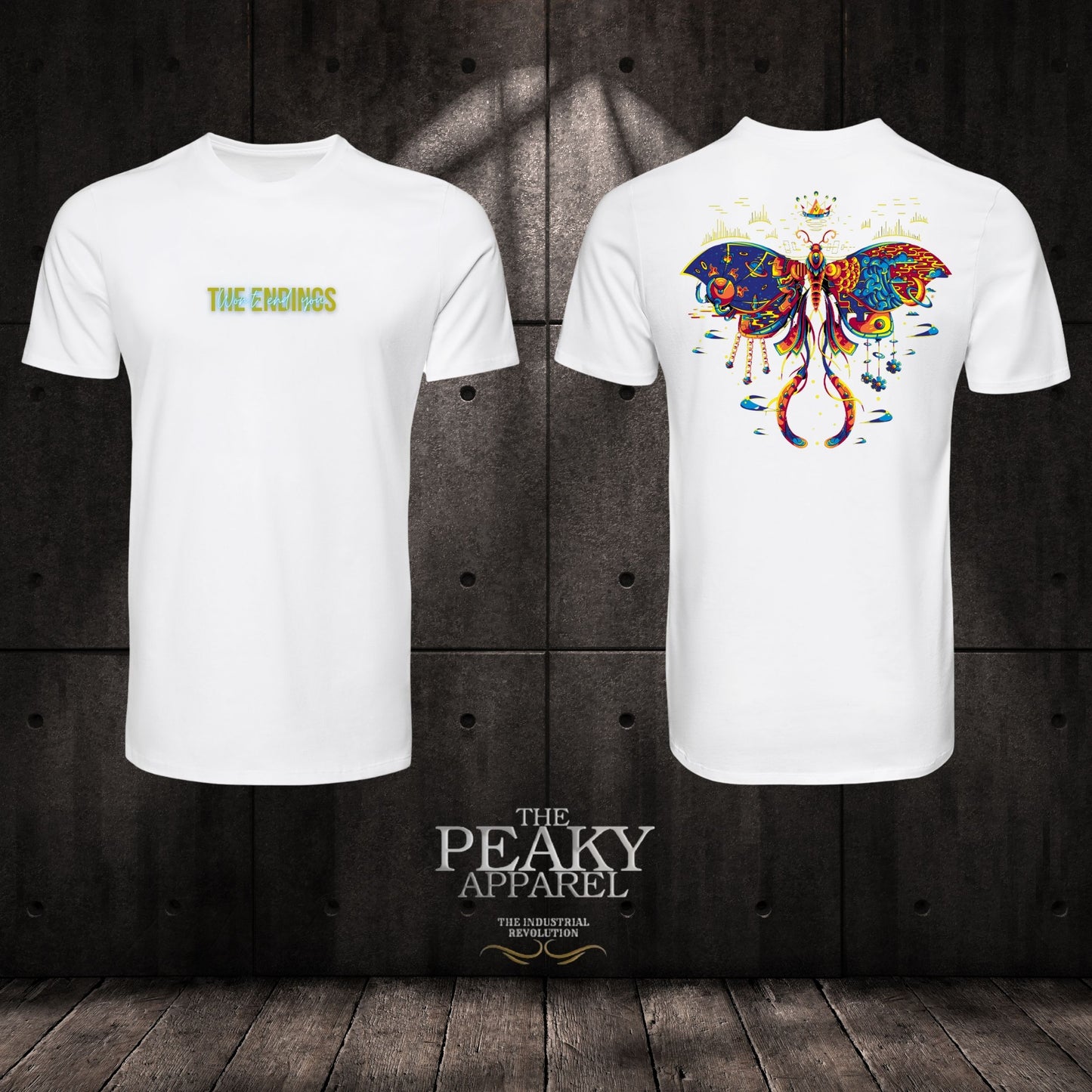 Geometric Butterfly Design DTF Casual T-Shirt Peaky Apparel Design Mens Trending Cool