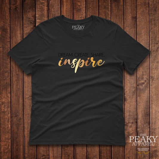 Inspire Inspirational Gold T-Shirt Kids Casual Black or White Design Soft Feel Lightweight Quality Material