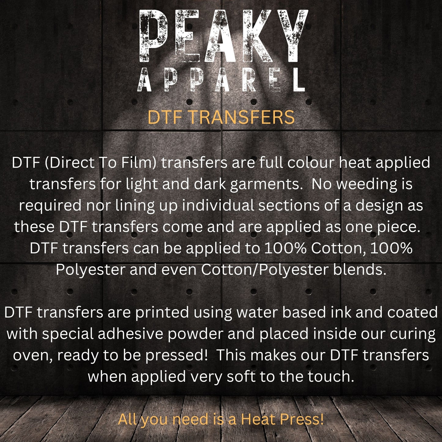 DTF Transfers, Ready To Press, Custom DTF Transfer, Full Colour Heat Transfer, No Weeding, Heat Press Transfer, DTF Printed Apparel