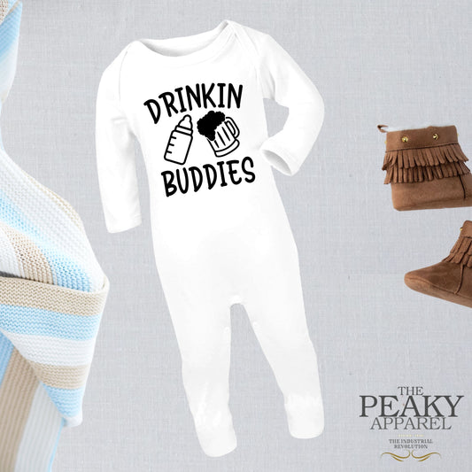 Baby Body Sleeper Suit Drinking Buddies Design Peaky Apparel