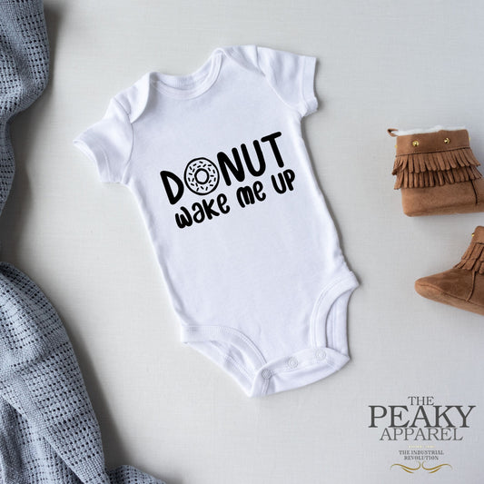 Baby Vest Suit Donut Wake Me Design Peaky Apparel