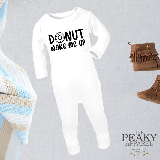 Baby Body Sleeper Suit Donut Wake Me Design Peaky Apparel