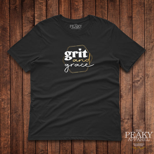 Grit and Grace Inspirational Gold T-Shirt Kids Casual Black or White Design Soft Feel Lightweight Quality Material