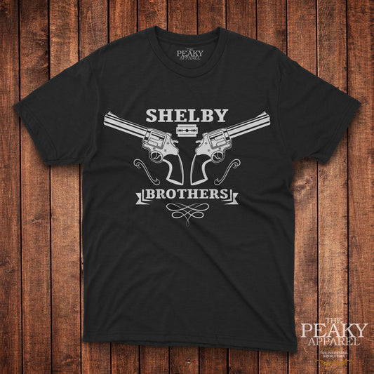 Peaky Apparel Blinder Mens Casual T-Shirt Black or White "SHELBY BROTHERS" Design Soft Feel Lightweight Quality Material