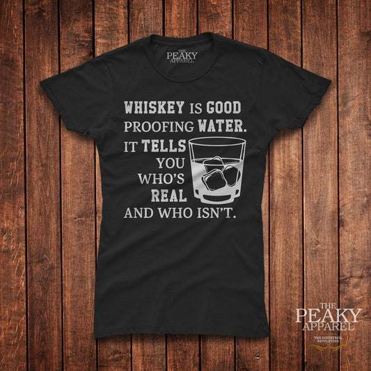 Peaky Apparel Blinder Ladies Women Casual T-Shirt Black or White "WHISKEY IS GOOD" Design Soft Feel Lightweight Quality Material