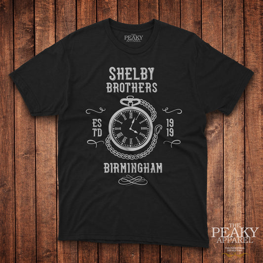 Peaky Apparel Blinder Mens Casual T-Shirt Black or White "TIMEPIECE" Design Soft Feel Lightweight Quality Material