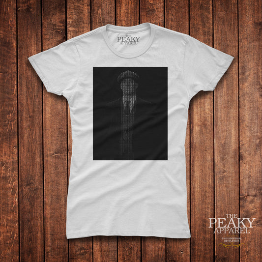Peaky Apparel Blinder Ladies Women Casual T-Shirt Black or White "TOMMY SHELBY SILHOUETTE" Design Soft Feel Lightweight Quality Material