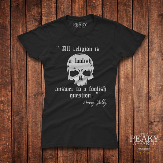 Peaky Apparel Blinder Ladies Women Casual T-Shirt Black or White "SKULL" Design Soft Feel Lightweight Quality Material