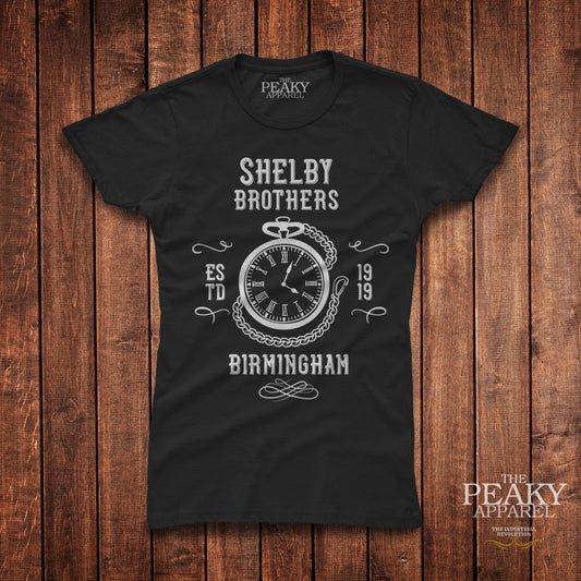 Peaky Apparel Blinder Ladies Women Casual T-Shirt Black or White "TIMEPIECE" Design Soft Feel Lightweight Quality Material