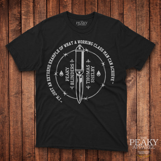 Peaky Apparel Blinder Mens Casual T-Shirt Black or White "KNIFE" Design Soft Feel Lightweight Quality Material