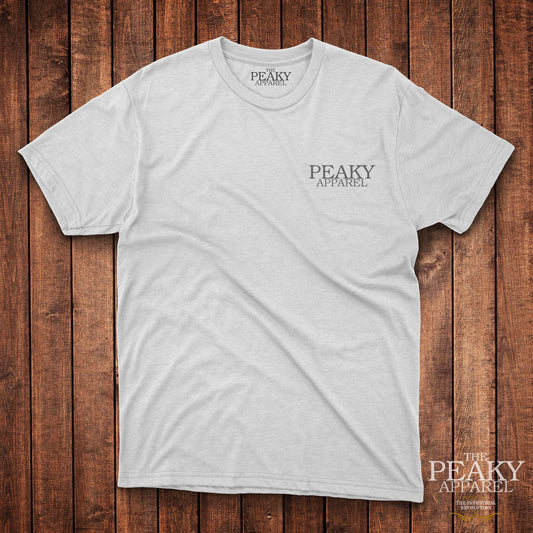 Mens Casual T-Shirt Black or White "Peaky Apparel" Design Soft Feel Lightweight Quality Material