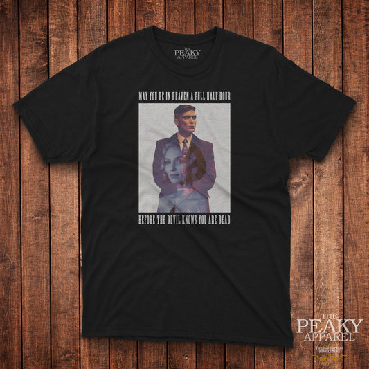 Peaky Apparel Blinder Mens Casual T-Shirt Black or White "TOMMY & GRACE" Design Soft Feel Lightweight Quality Material