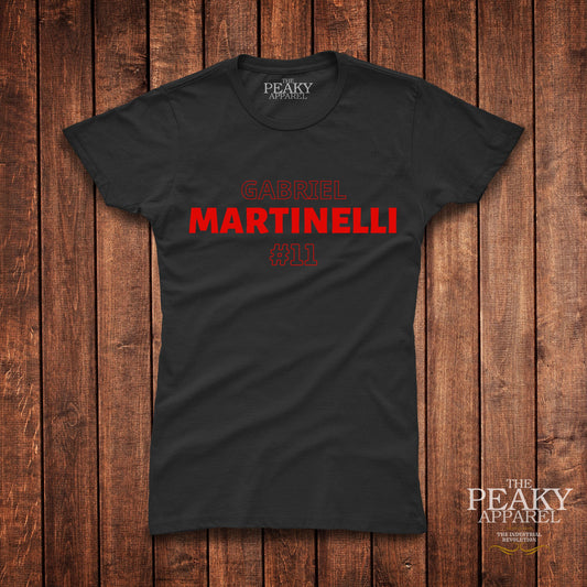 Arsenal Martinelli T-Shirt Womens Casual Black or White Football Design Soft Feel Lightweight Quality Material