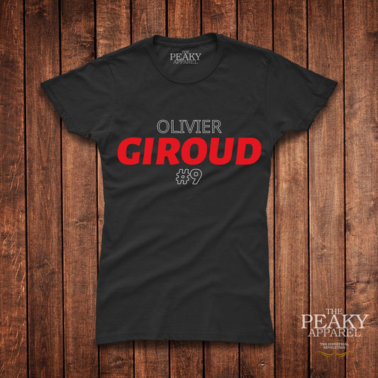 AC Milan Olivier Giroud T-Shirt Womens Casual Black or White Football Design Soft Feel Lightweight Quality Material