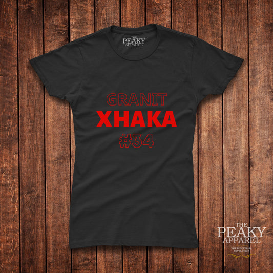 Arsenal Granit Xhaka T-Shirt Womens Casual Black or White Football Design Soft Feel Lightweight Quality Material