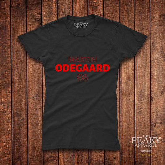 Arsenal Martin Odegaard T-Shirt Womens Casual Black or White Football Design Soft Feel Lightweight Quality Material