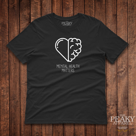 Mental Health Heart T-Shirt Casual Black or White Mental Health Design Soft Feel Lightweight Quality Material