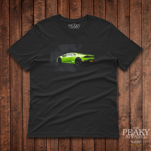 Super Car Green Lamborghini T-Shirt Kids Casual Black or White Design Soft Feel Lightweight Quality Material