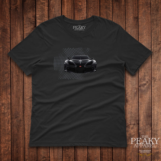 Super Car Bugatti T-Shirt Mens Casual Black or White Design Soft Feel Lightweight Quality Material