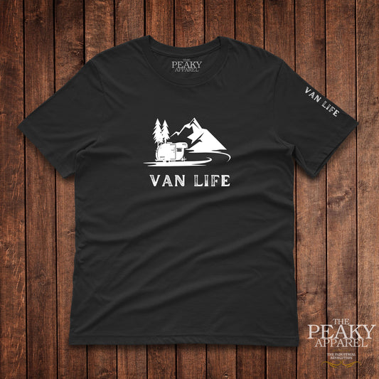 Van Life Design 1 T-Shirt Mens Casual Black or White Design Soft Feel Lightweight Quality Material