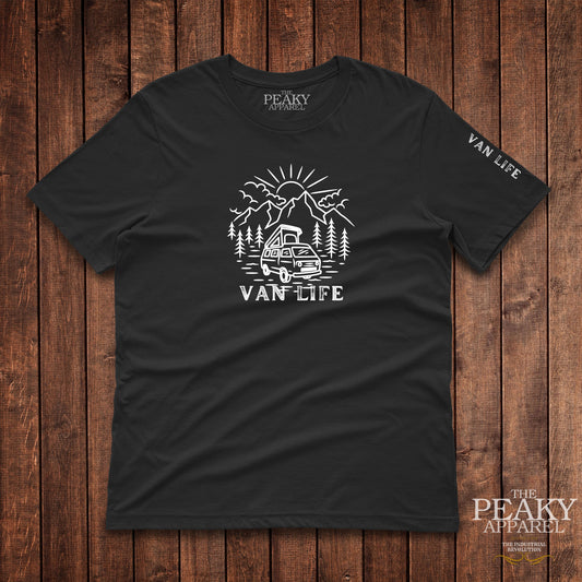 Van Life Design 3 T-Shirt Mens Casual Black or White Design Soft Feel Lightweight Quality Material
